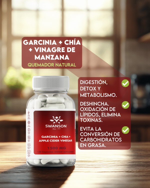 Garcinia + Chía + Vinagre de Manzana 1500mg